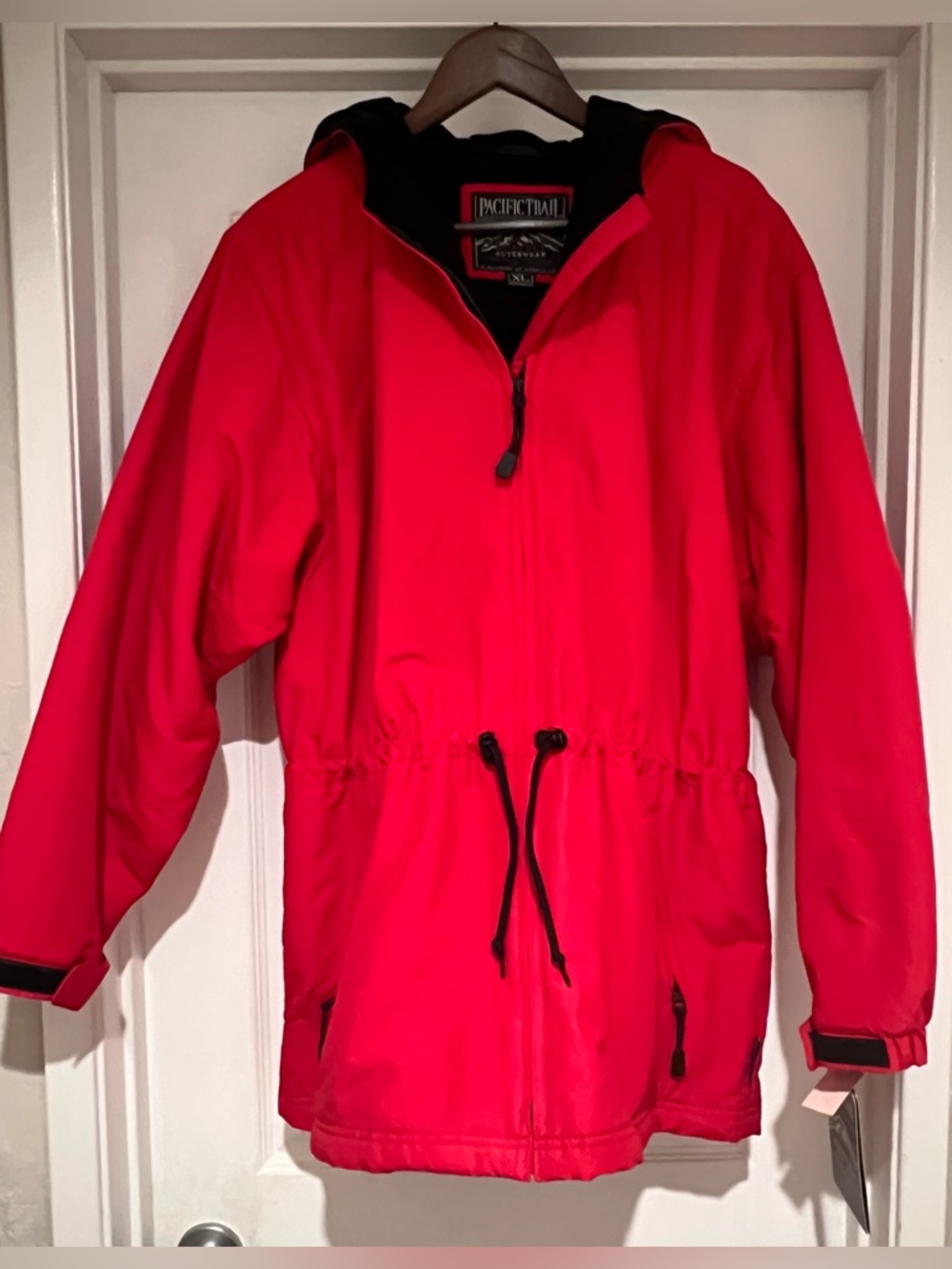 Pacific Trail Red Hooded Outdoor Jacket with Black Accents